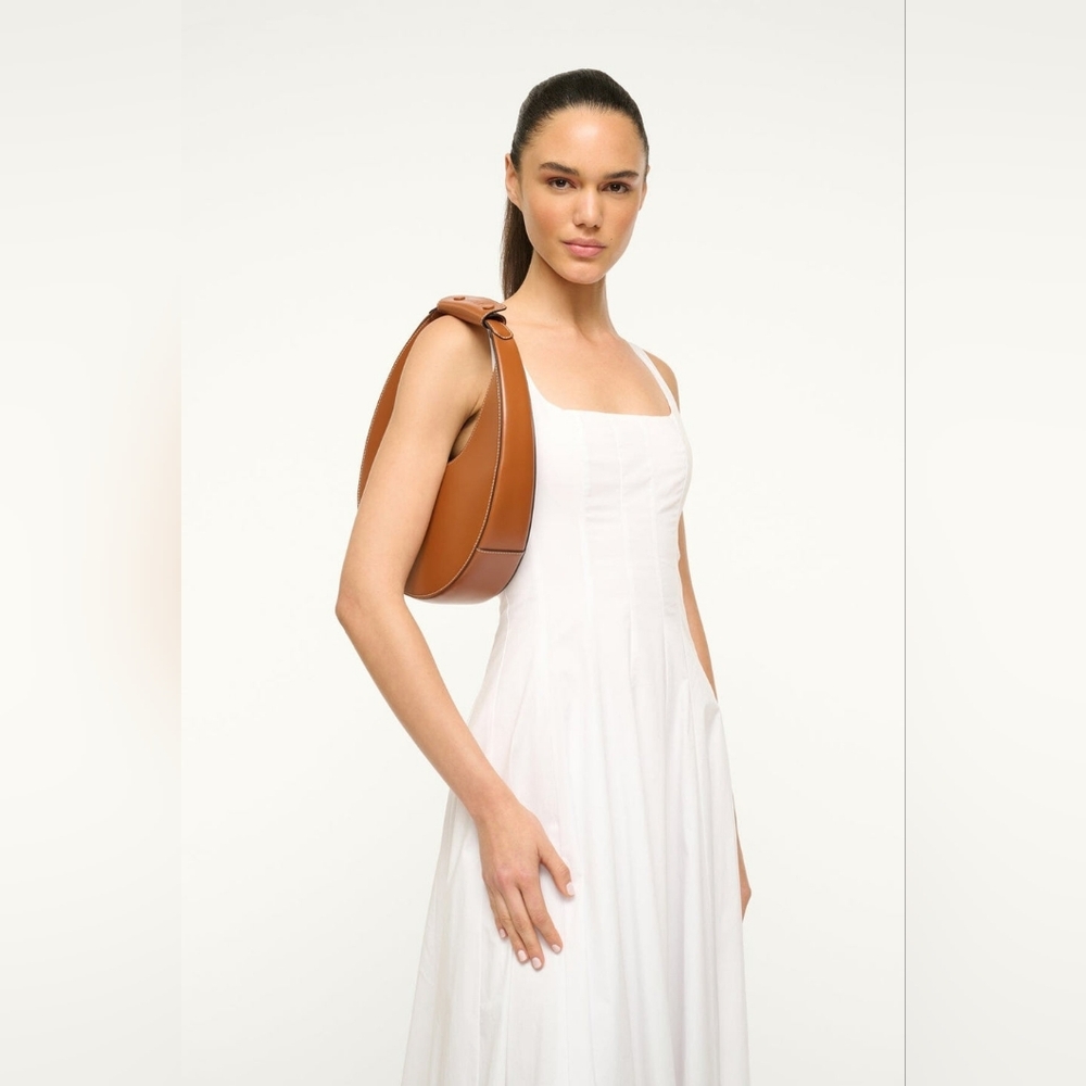 STAUD Polished Crescent Moon Shoulder Bag in Tan - Picture 5 of 15